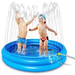 Inflatable Kiddie Pool with Sprinkler for Kids - 120cm 60" Baby Pool for Summer